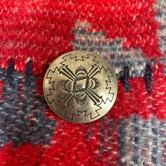 VTG Rhonda Stark Western Indian Blanket Jacket Womens Concho Flounce Aztec Wool - Picture 7 of 12